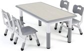 Mima® Montessori Kindertafel - Kindertafel en 4 Stoeltjes - Montessori stoelen - Peuters tafel - Speeltafel voor Kinderen -Activiteiten Tafel - Zitgroep - kindertafel set voor 2 tm 10 jaar - Grijs -Kindermeubels- Eethoek Set