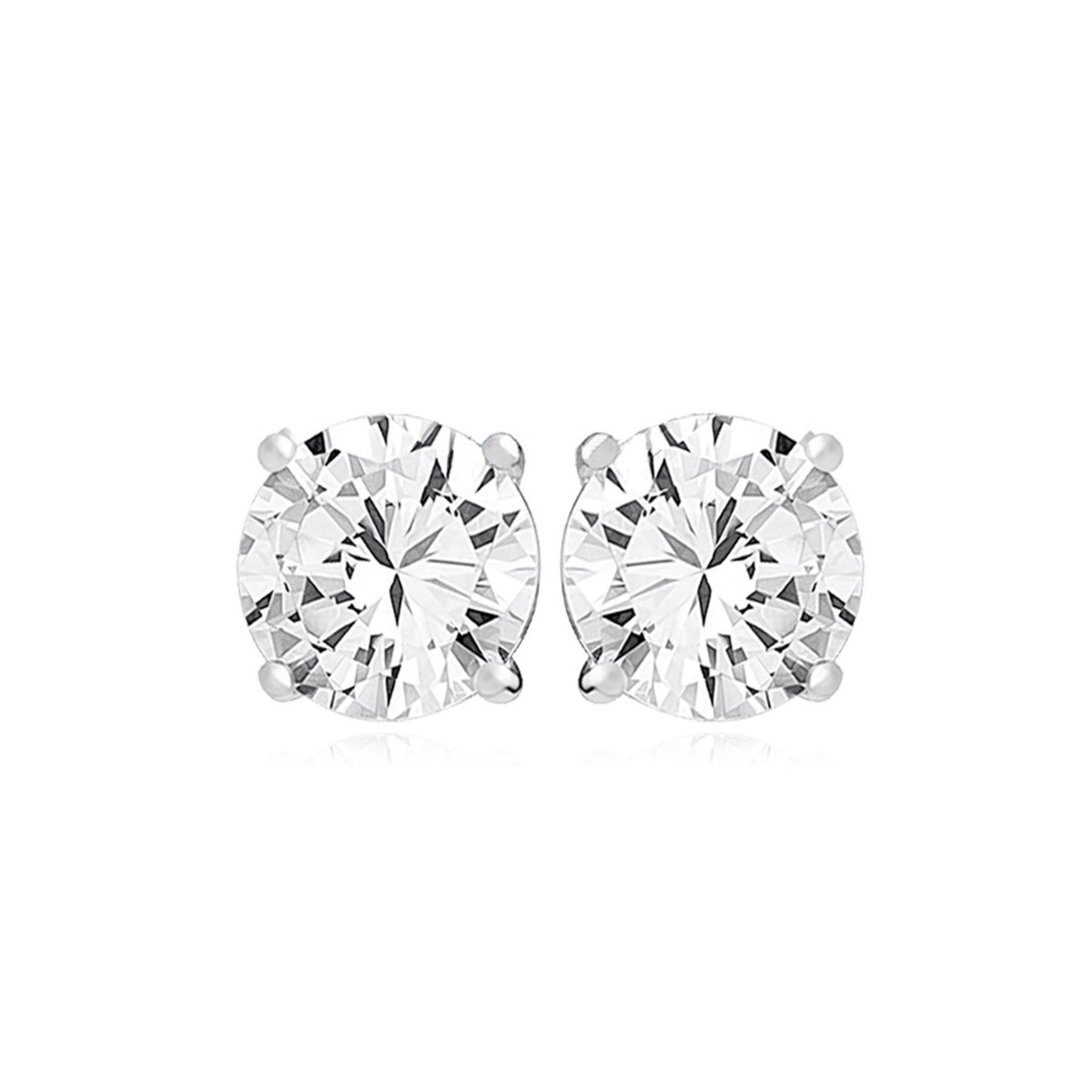 Ronde Oorbellen - ZIlveren Oorstekers Ronde Zirkonia - Ronde Zirkonia Oorbellen - Zilveren Dames Oorstekers - Round Shape Zirconia Stud Earrings 10mm - Amona Jewelry