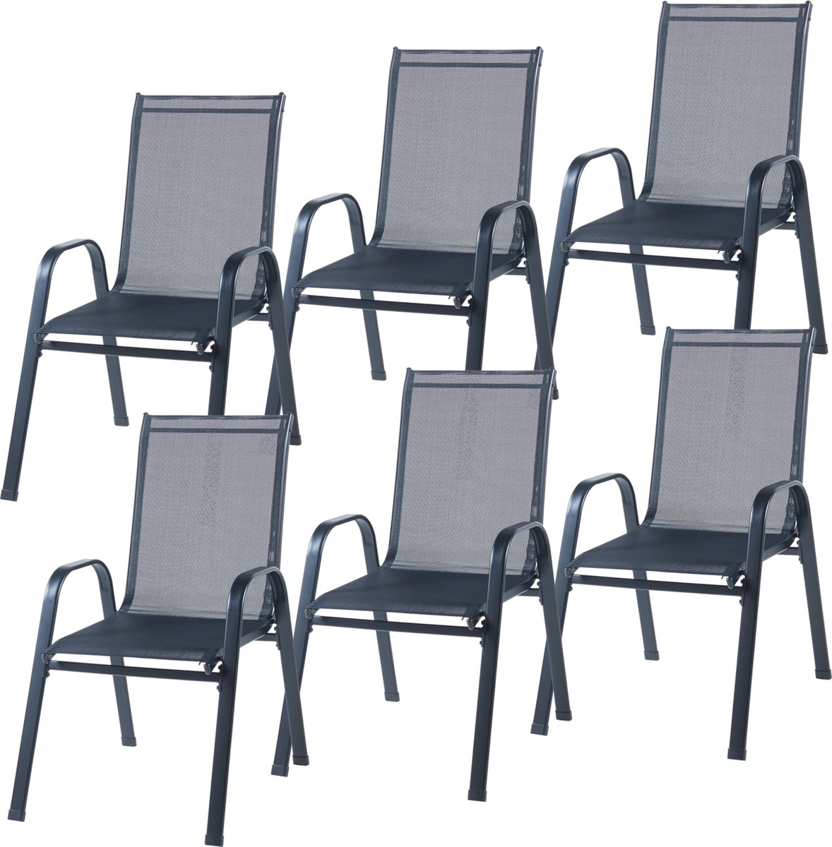 Tuinset Aradeo 7-delig tuintafel met tuinstoelen zwart – foto 6