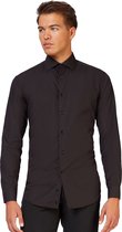 OppoSuits Black Knight Shirt - Heren Overhemd - Casual Effen Gekleurd - Zwart - Maat EU 41/42