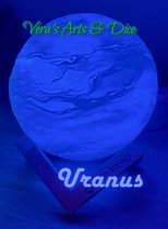 Uranus Lamp | Vera's Arts & Dice | 16 Verschillende Kleuren | Planeet Lampen | LED Lamp | Oplaadbaar Dimbaar Stroboscoop Effect Mogelijk Aanraak Gevoelig Afstandsbediening | 3D Print Handmade | Lampen Sfeerverlichting | Slaapkamer Woonkamer