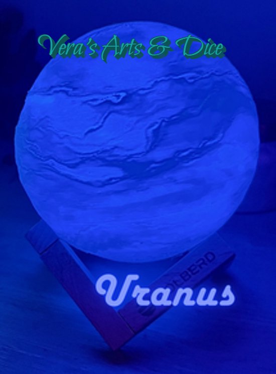 Foto: Uranus lamp vera s arts dice 16 verschillende kleuren planeet lampen led lamp oplaadbaar dimbaar stroboscoop effect mogelijk aanraak gevoelig afstandsbediening 3d print handmade lampen sfeerverlichting slaapkamer woonkamer