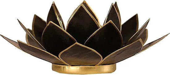 Lotus Sfeerlicht zwart goudrand Ø16x7 in geschenkverpakking