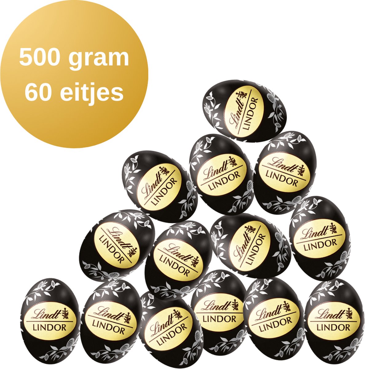 Lindt LINDOR 70% pure chocolade Paaseitjes 500 gram - 60 pure chocolade Paaseitjes - Bulk verpakking - Pasen Kantoor - Premium chocolade - Lindt