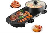 De Fleur - Grillplaat - BBQ - Pan - 2-in-1 - Grill apparaat voor op tafel - Gourmet - Anti-aanbaklaag - 67 centimeter - 5 Standen - 2200W