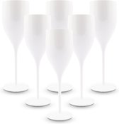 Set van 6 glazen Flood 18 Cl polycarbonaat (harde kunststof), 100% Italiaans design, onbreekbare glazen, herbruikbare en vaatwasmachinebestendige wijnglazen, wit