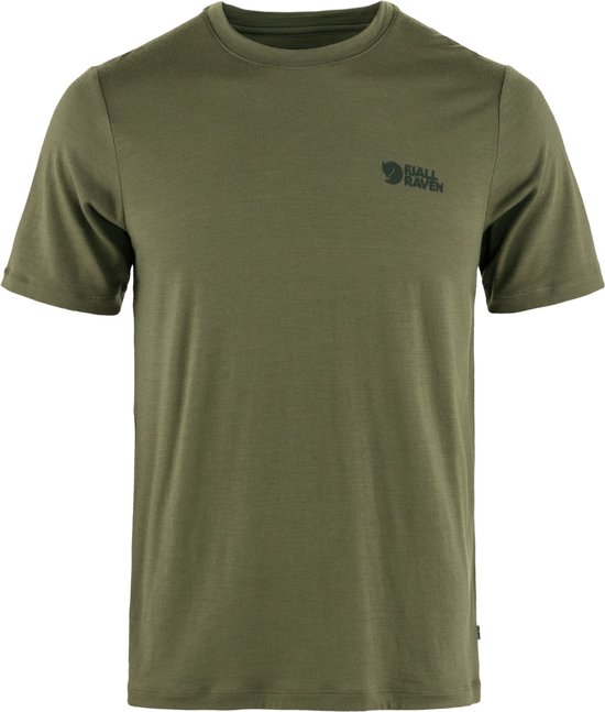 Fjällräven Abisko Wool Logo SS Men- Outdoorshirt - Heren - Laurel green - Maat XL