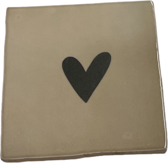 Hippe tegeltje met tekst: Hartje | Beige met charcoal grijs | Gepersonaliseerde cadeau | Hippe Spreuktegel | Nieuwe woning cadeau | Housewarming cadeau
