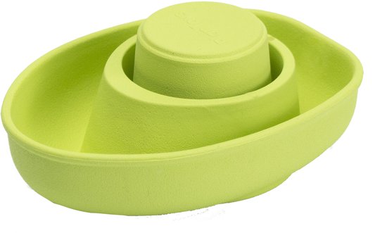 PlanToys Houten Speelgoed Rubber Cabrio Boot-Pastel Groen.