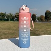 1 Liter Waterfles - Motivatie - Tijdmarkering - Drinktuit - BPA Vrij - Volwassenen - Kinderen