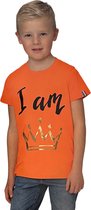 Oranje - T-Shirt - Jongens - I am The King - Voor o.a. EK/WK Koningsdag - Maat 122/128 - 7 - 8 jaar