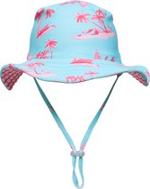 Snapper Rock - Omkeerbare UV-buckethoed voor meisjes - UPF50+ - Lighthouse Island - Blauw/Roze - maat M (50CM)