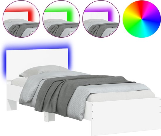 vidaXL-Bedframe-met-hoofdbord-en-LED-verlichting-wit-75x190-cm