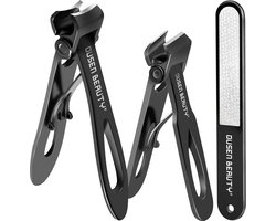Nagelknipper voor dikke nagels, nagelknipper met brede kaakopening met gebogen en rechte mesrand, teennagelknipper, vingernagelknipperset met vijl voor senioren, volwassenen, mannen, vrouwen