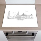 Inductiebeschermer City skyline - Groningen | 57.6 x 51.6 cm | Keukendecoratie | Bescherm mat | Inductie afdekplaat