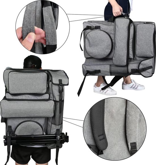 Zaino Portfolio Per Artisti - Borsa In Tela Oxford Per Tele, Schizzi E Forniture - Impermeabile E Comodo - Ideale Per Viaggi E Studio - Foto 10