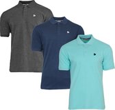 3-Pack Donnay Polo (549009) - Sportpolo - Heren - Charcoal-marl/Navy/Aruba blue (570) - maat L
