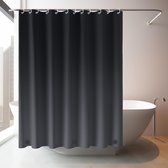 Douchegordijn 180 x 180 cm, zwart, wasbaar, douchegordijn in badkamer, gordijn voor bad en douche, ultraglad en waterdicht, met 12 douchegordijnringen