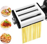 3-in-1 Pastamaker Opzetstuk - Geschikt voor KitchenAid Mixer - Professioneel Pasta Opzetstuk met Deegroller, Spaghetti- en Fettuccinesnijder, inclusief Schoonmaakborstel