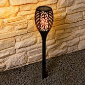 Solar buitenlamp 'Fakkel' - Priklamp met schemersensor vlameffect - LED Fakkel lamp - Tuinverlichting op zonne-energie - Zwarte Tuinfakkel