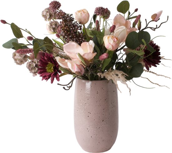 WinQ- Gebonden Boeket kunstbloemen - Diverse bloemen compleet gebonden met blad - prachtige Mauve en Roze keuren - Kunstbloemen - zijden bloemen -Exclusief vaas