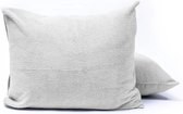 2x knuffelzachte teddystof kussenslopen grijs - 60x70 - heerlijk slapen - cosy look - fijne kwaliteit - perfecte pasvorm