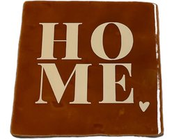 Hippe tegeltje met tekst: Home | Roest met beige | Gepersonaliseerde cadeau | Hippe Spreuktegel | Nieuwe woning cadeau | Housewarming cadeau