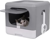 L.N. Store® Zelfreinigende Kattenbak - Automatische Kattenbak - Kattenbak Zelfreinigend - Katten - Dieren - Grijs - 40.5x43x37.5cm