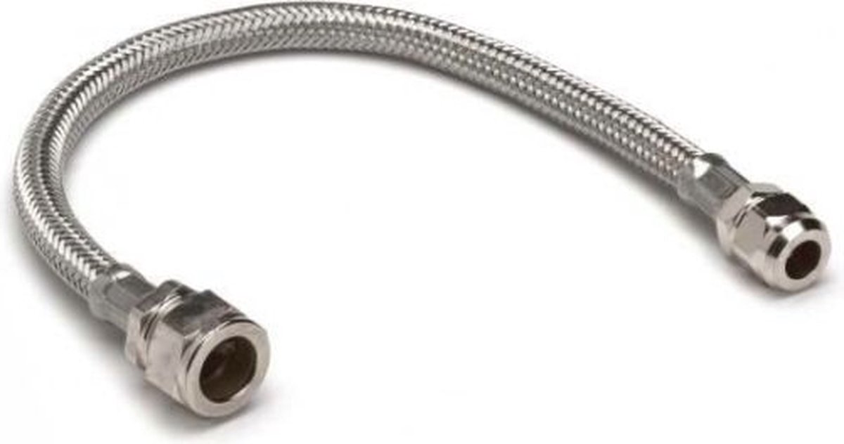 Flexibele aansluitslang - rvs gevlochten - knel x knel - 15 x 15mm - DN8 - lengte 35cm