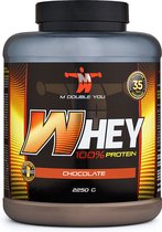 M Double You - 100% Whey Protein (Chocolate - 2250 gram) - Eiwitshake - Eiwitpoeder - Eiwitten - Sportvoeding - 90 shakes