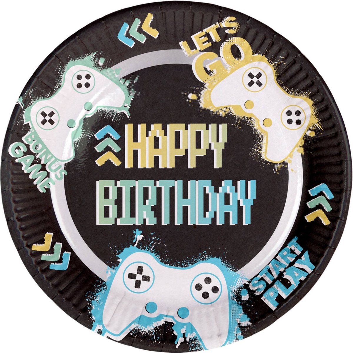 Borden (papier) -Level up happy birthday - 23 cm - 8 stuks