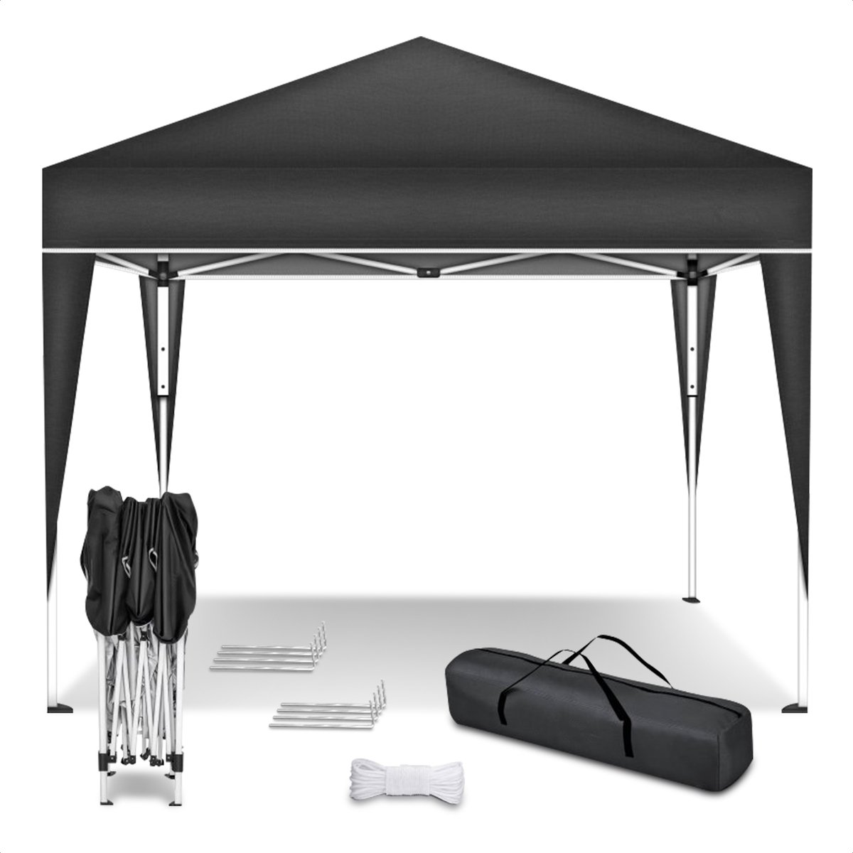 Partytent Partytenten Paviljoen 3x3 Opvouwbaar en Easy Up Weerbestendig Waterdicht Dak Antraciet