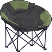 Skandika XXL Moonchair – Campingstoel – Klapstoel – Vouwstoel - Kampeerstoel - Grote, comfortabele, campingstoel opvouwbaar, ronde campingstoel, maanstoel, gepolsterd, draaggreep en draagtas, antislip voeten, zeer robuust - Max. 150 kg – grijs/groen