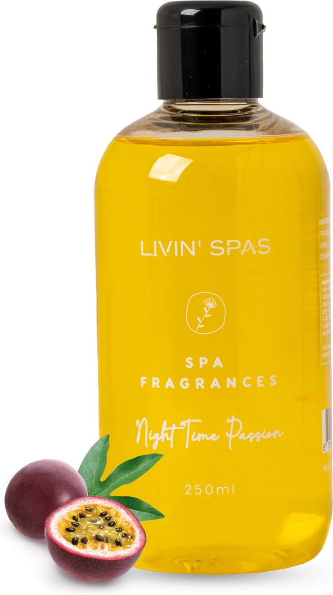 LIVIN' Jacuzzi Geur Night Time Passion - Whirlpools - Jacuzzi Geuren - Spa Geuren Jacuzzi - Spa Geur Night Time Passion - Op Alcoholische Basis - Tast Waterkwaliteit Niet Aan - Jacuzzi Aroma - Hoge Concentraat - 250ML - Geel