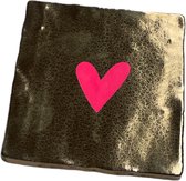 Hippe tegeltje met tekst: Hartje | Goud met neon roze | Gepersonaliseerde cadeau | Hippe Spreuktegel | Nieuwe woning cadeau | Housewarming cadeau