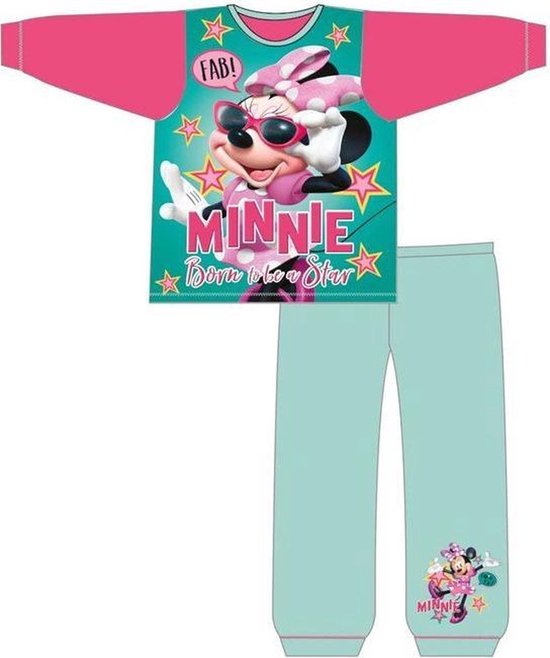 Minnie Mouse pyjama - maat 92 - Disney Minnie Mouse Born to be a Star pyama - roze met groen
