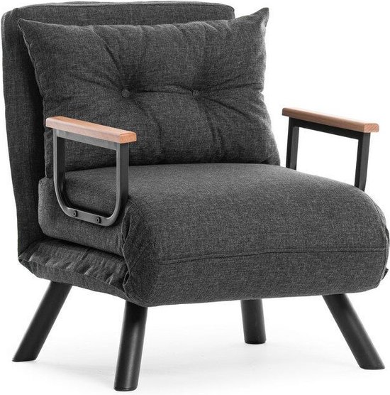 Asir - bankbed - slaapbank - Sofa - 1-zitplaats - Donker grijs - 60 x 50 x 85 cm