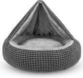 Hondenbed, middelgrote honden, hondenbed voor kleine honden, rond, , kattenbed met capuchon, antislip hondenbed, wasbaar, 66 x 66 x 15 cm, past tot 14 kg huisdieren