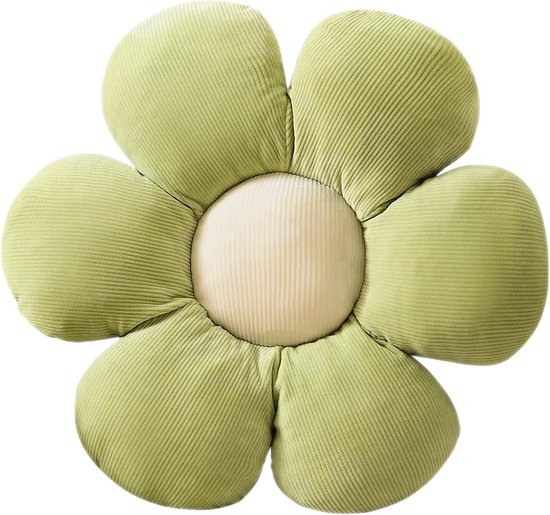 1 x 60 cm bloemkussen vloermat gemaakt van decoratief kussen stoelkussenhoezen kamerdecoratie pluche kussen (groen en wit)