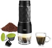 Draagbare Koffiemachine - Espressomachine - Voor Nespresso, Dolce Gusto Cups en Filterkoffie - 20 Bar - 7,6 cm x 7,6 cm x 22 cm (lxbxh) - Handpers - Voor Op reis/Camping - Zwart