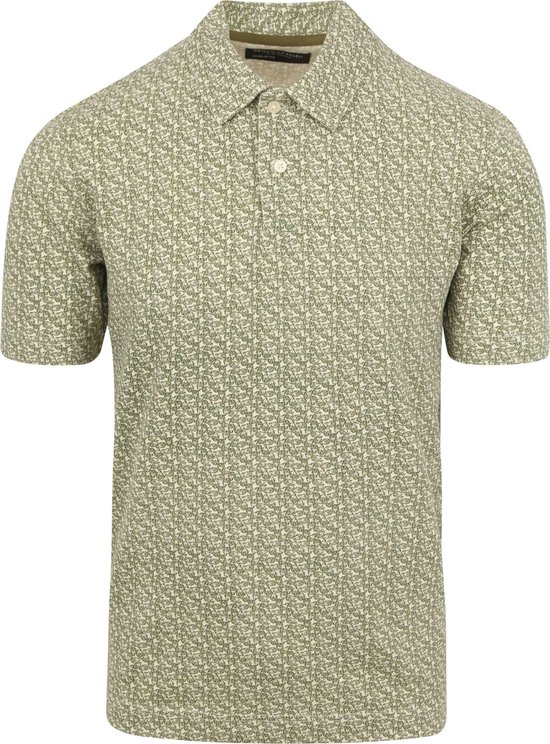 Marc O'Polo - Poloshirt Print Groen - Modern-fit - Heren Poloshirt Maat L