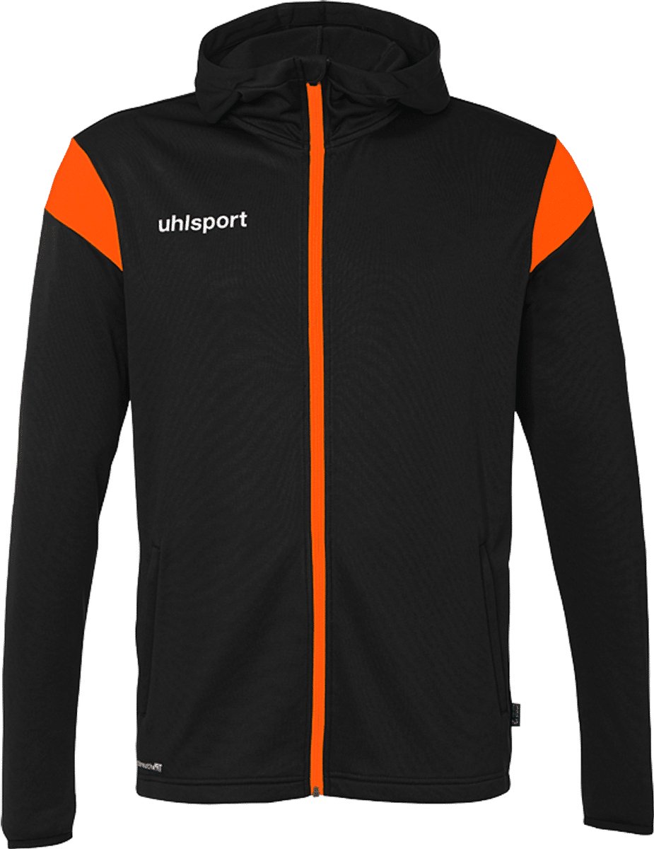 Uhlsport Squad 27 Jas Met Kap Kinderen - Zwart / Fluo Oranje | Maat: 152