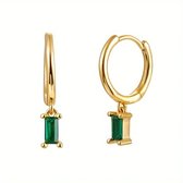 Lucardi Oorbellen - Eve gold plated oorbellen met smaragd & zirkonia
