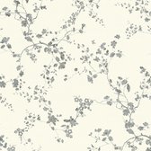 Papier peint Nature Profhome 368962-GU papier peint intissé légèrement texturé avec motif floral brillant argent noir blanc 5,33 m2