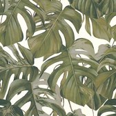 Exclusief luxe behang Profhome 365192-GU vliesbehang glad in jungle stijl mat groen wit grijs 5,33 m2
