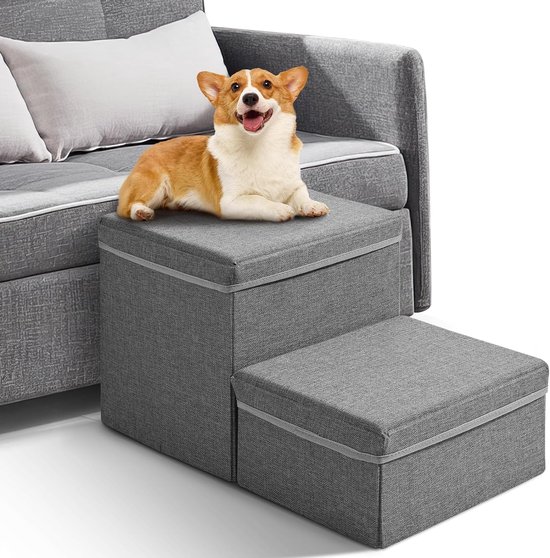 Opvouwbare Hondentrap Met Helling – Antislip En Zuignappen, Voor Kleine Honden En Katten, 35x28x36.5 Cm, Zwart