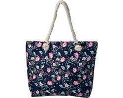 Gemakkelijk om erbij te hebben, deze vrolijk gebloemde handtas. Praktisch te gebruiken als badtas, kleine strandtas of (boulevard) shopper. Waterafstotend en gevoerd. Een leuke tas voor uzelf of om cadeau te geven aan iemand.