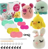 Craft ID Kit de crochet pour Adultes de 14 ans et plus – 4 animaux mignons – Ensemble complet de crochet – Forfait loisirs créatifs