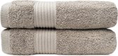 Bol.com HOOMstyle Handdoeken Set Elegance - 2 stuks - 100% Soft Cotton 650gr - 70x140cm - Zand / Taupe aanbieding