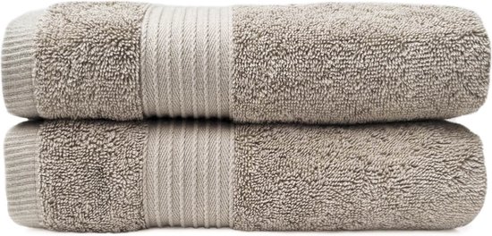 HOOMstyle Handdoeken Set Elegance - 2 stuks - 100% Soft Cotton 650gr - 70x140cm - Taupe